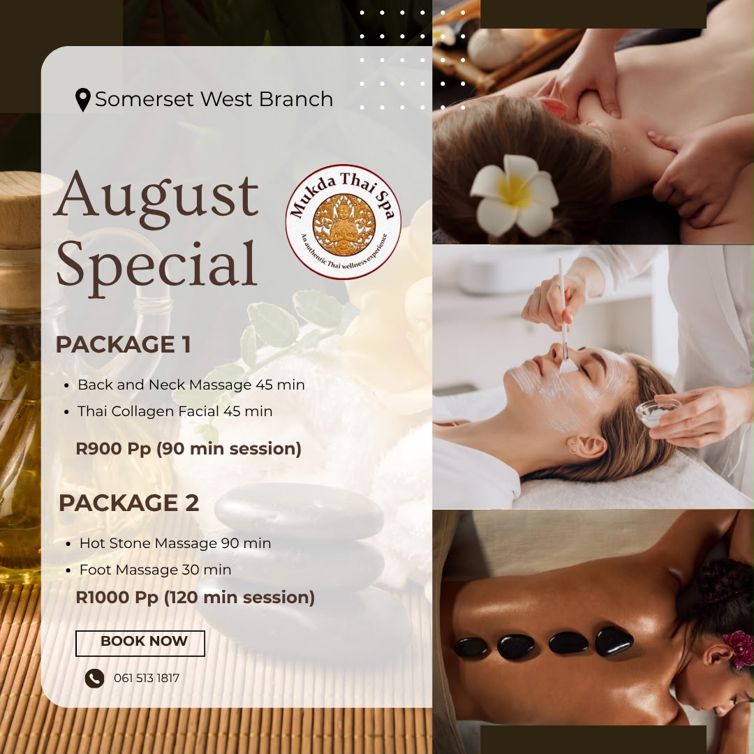 July poster for the Monthly Specials at Mukda Thai Spa