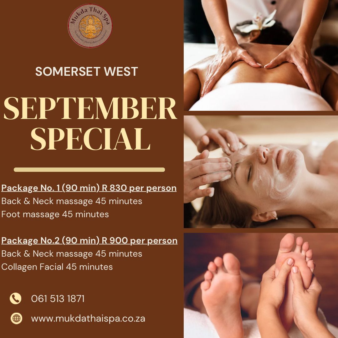 July poster for the Monthly Specials at Mukda Thai Spa