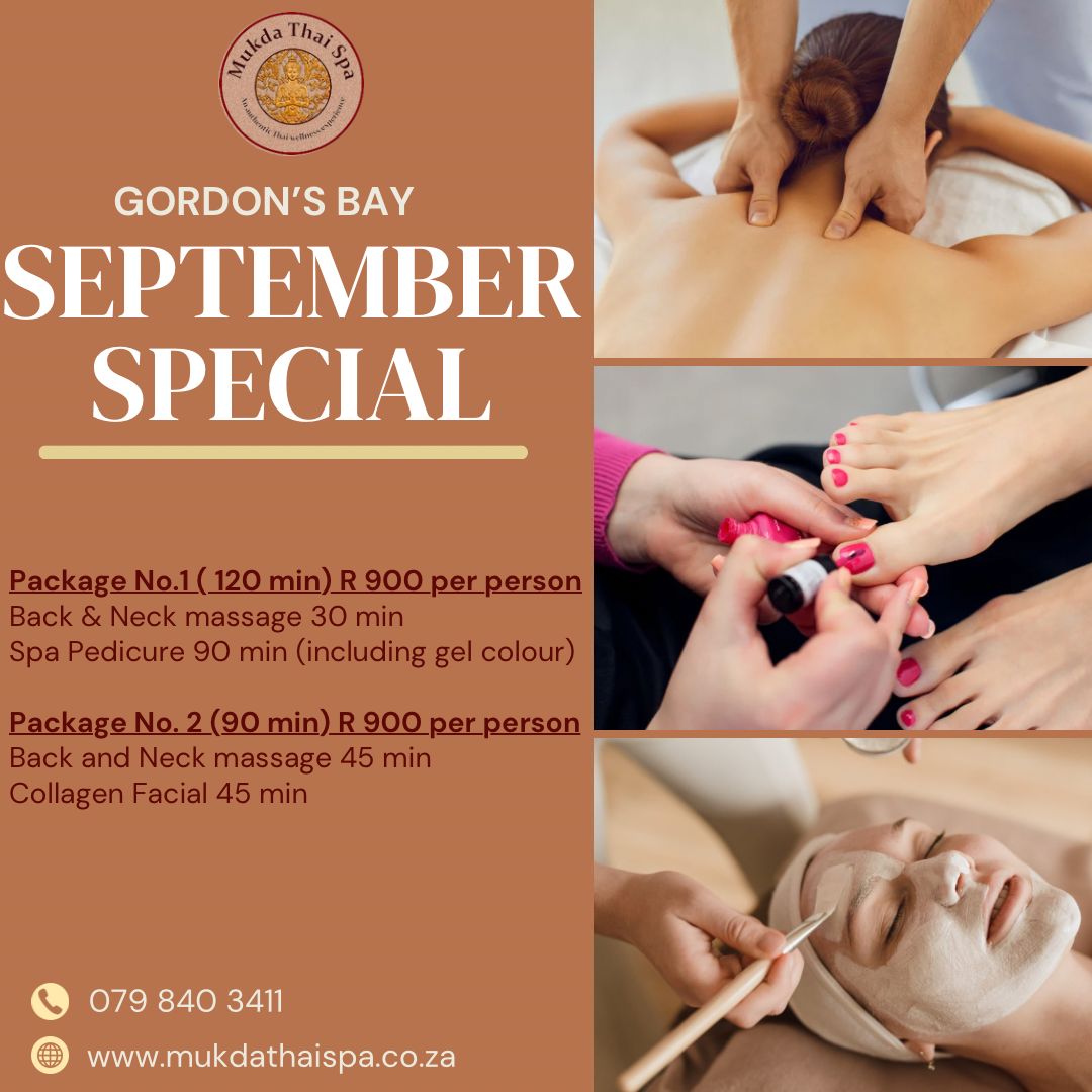 July poster for the Monthly Specials at Mukda Thai Spa
